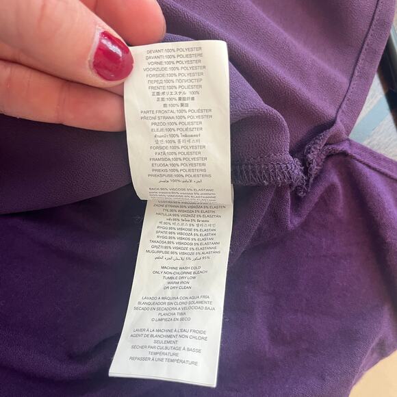 Michael Kors MK Layered-Look V-Neck 3/4 Sleeve Top Blouse Purple Size M - Picture 7 of 10